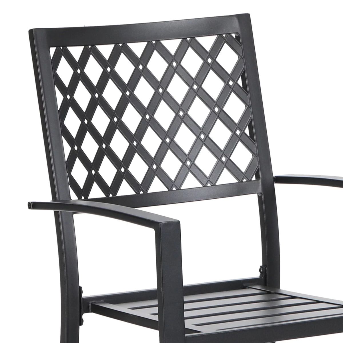 7-Piece Black Steel Patio Dining Set with 6 Armchairs and Table R1790