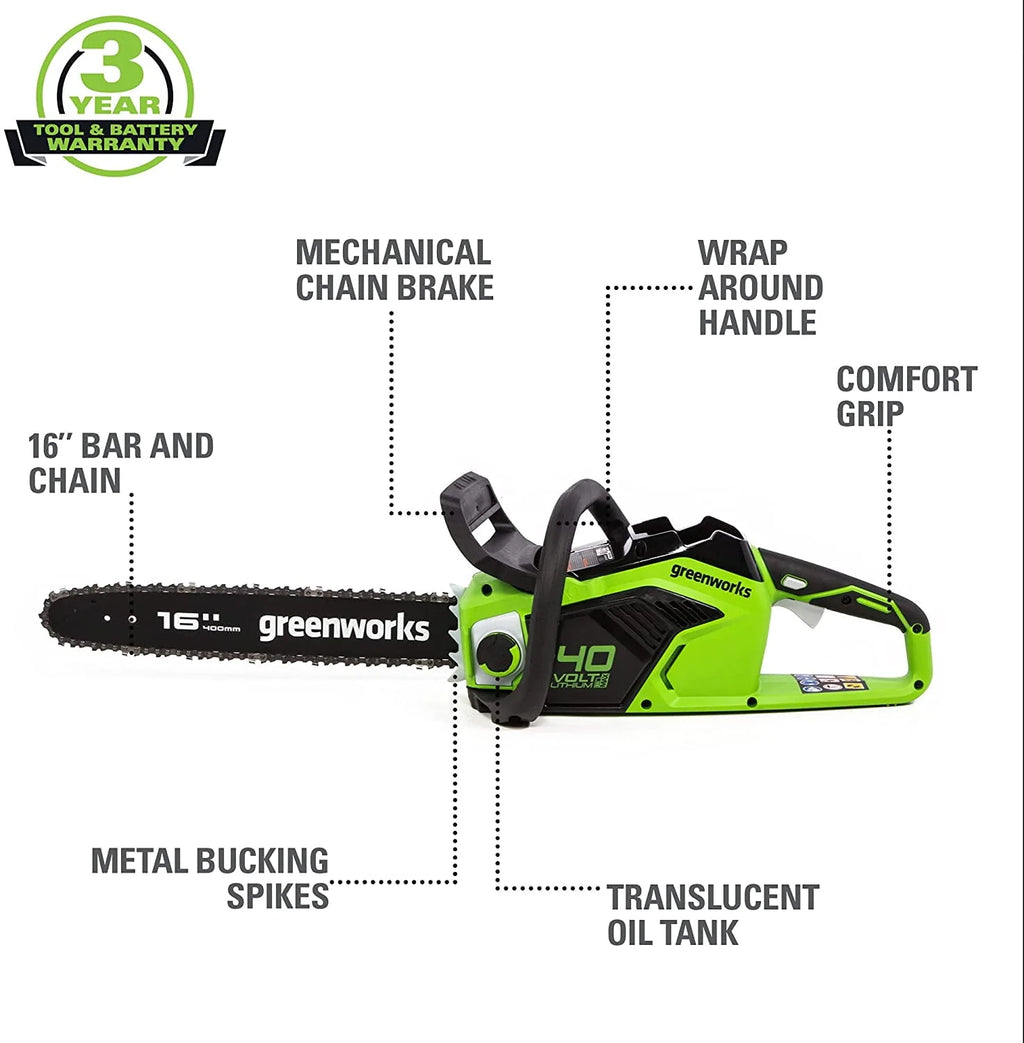40V 16-inch Brushless Chainsaw with 4 Ah Battery and Charger V9950