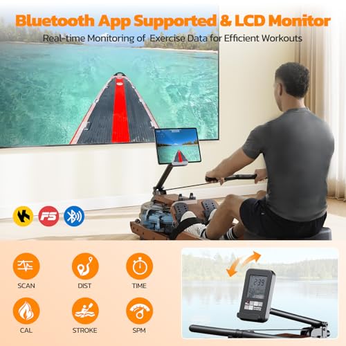 Foldable Water Rowing Machine 350 LBS with LCD Monitor R964659