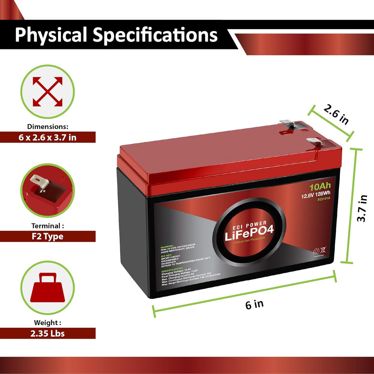 12V 200Ah Lithium LiFePO4 Deep Cycle Rechargeable Battery E751977