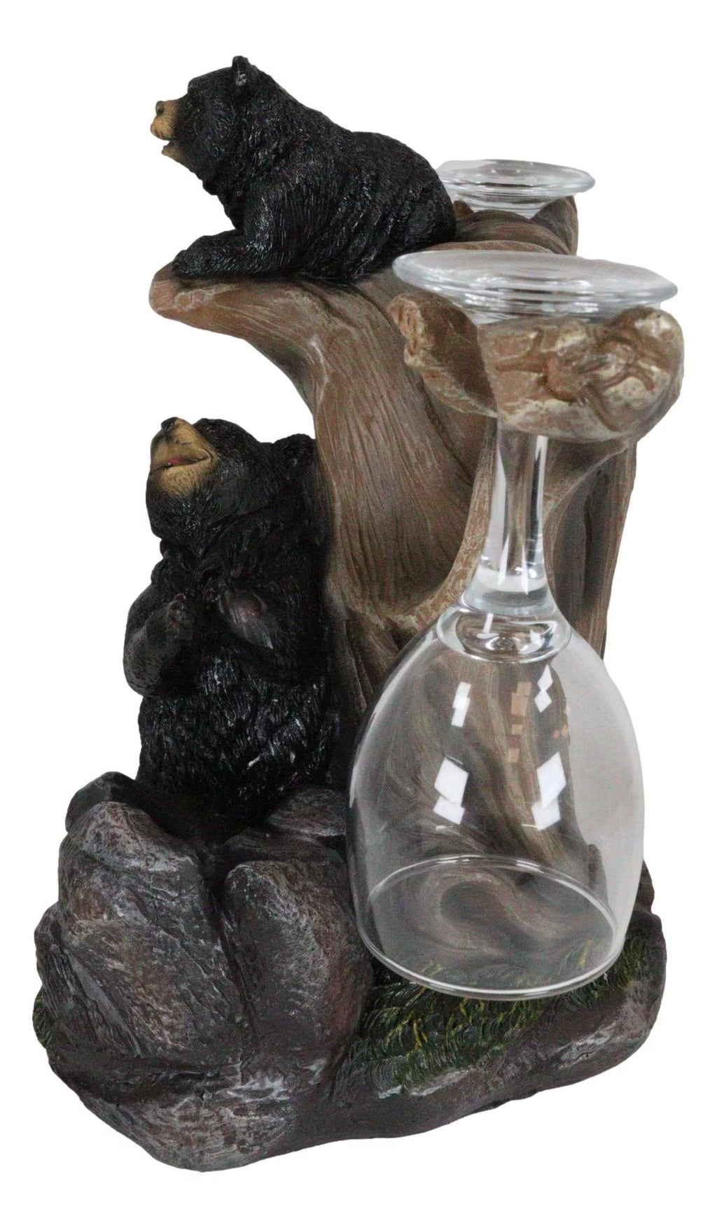 Black Bear Wine Glasses and Bottle Holder Figurine A125783