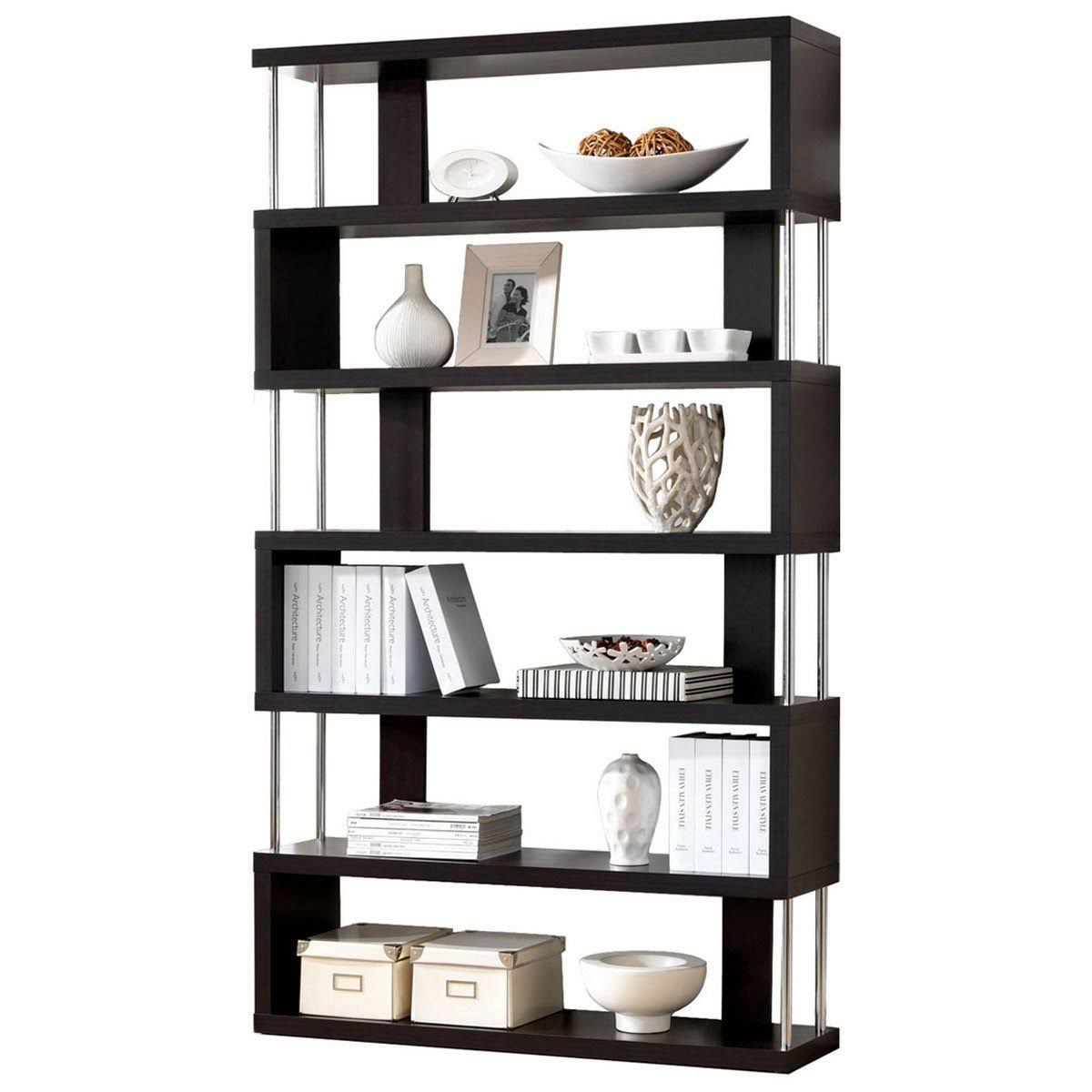 Dark Brown Six-Shelf Modern Bookcase N991