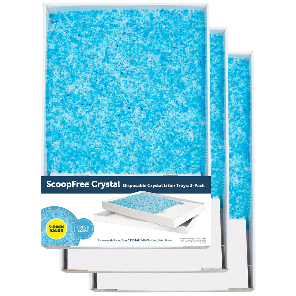 Disposable Cat Litter Trays, Fresh Scent, Silica Crystals, 3-Pack F6276