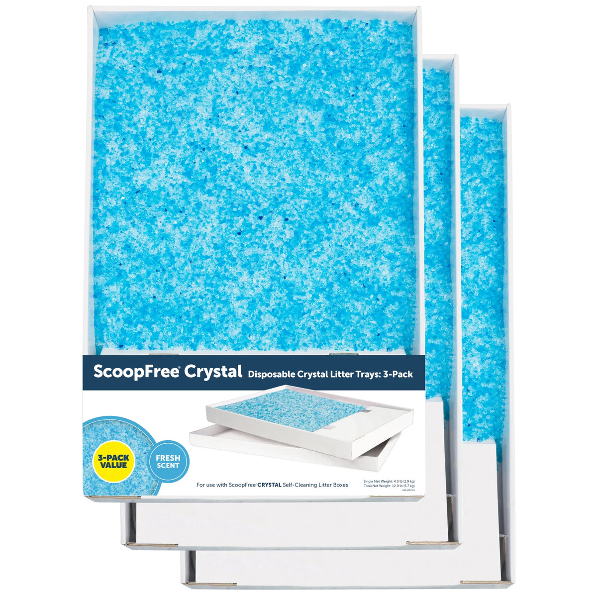 Disposable Cat Litter Trays, Fresh Scent, Silica Crystals, 3-Pack F6276