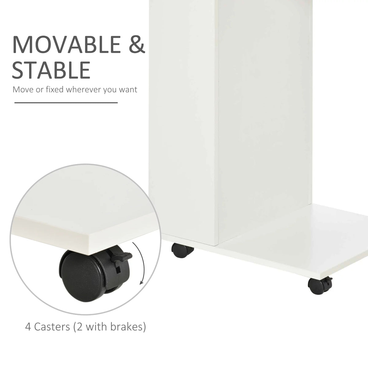 C-Shaped Sofa Side Table with Storage and Wheels N173