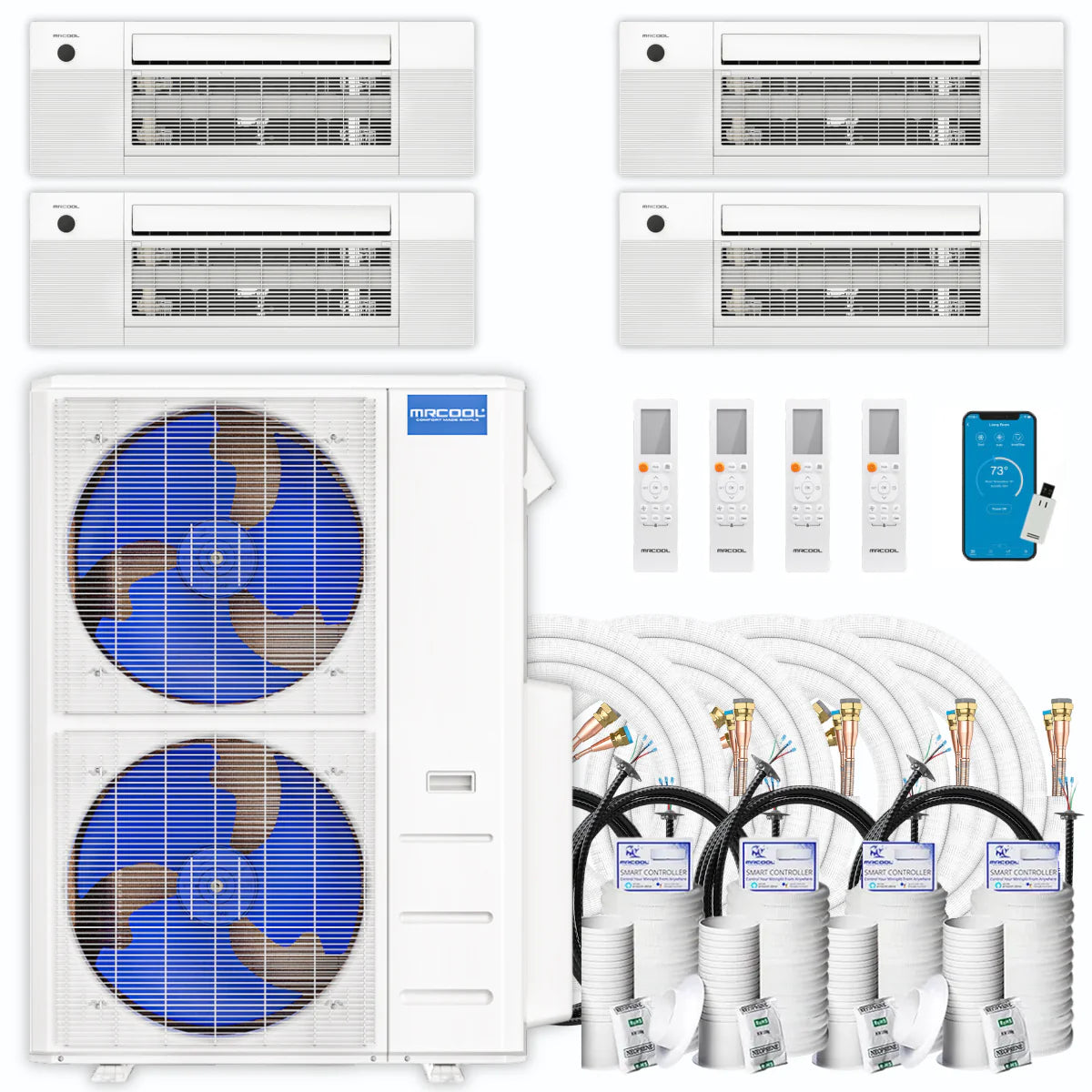 42,000 BTU 4 Zone Ceiling Cassette Ductless Air Conditioner and Heat Pump I772876