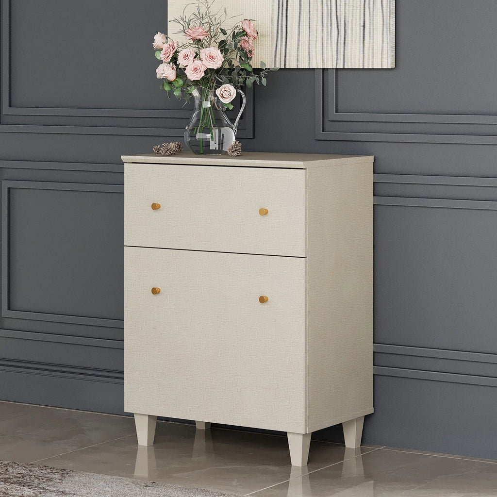 Beige Storage Cabinet with Drawer and Door W9158