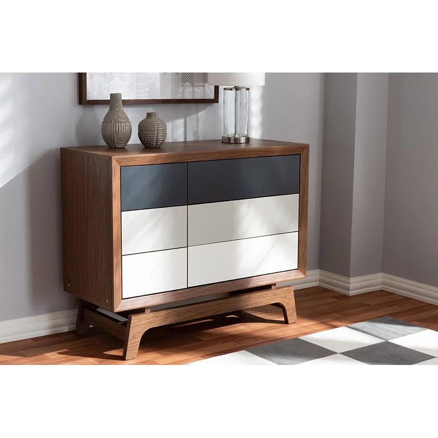 Multicolor Finished Wood 6-Drawer Chest F80368
