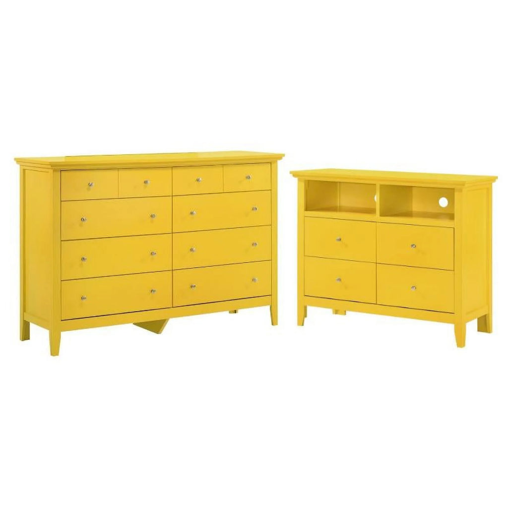 Yellow 2-Piece 8-Drawer Dresser and 4-Drawer TV Stand P46714