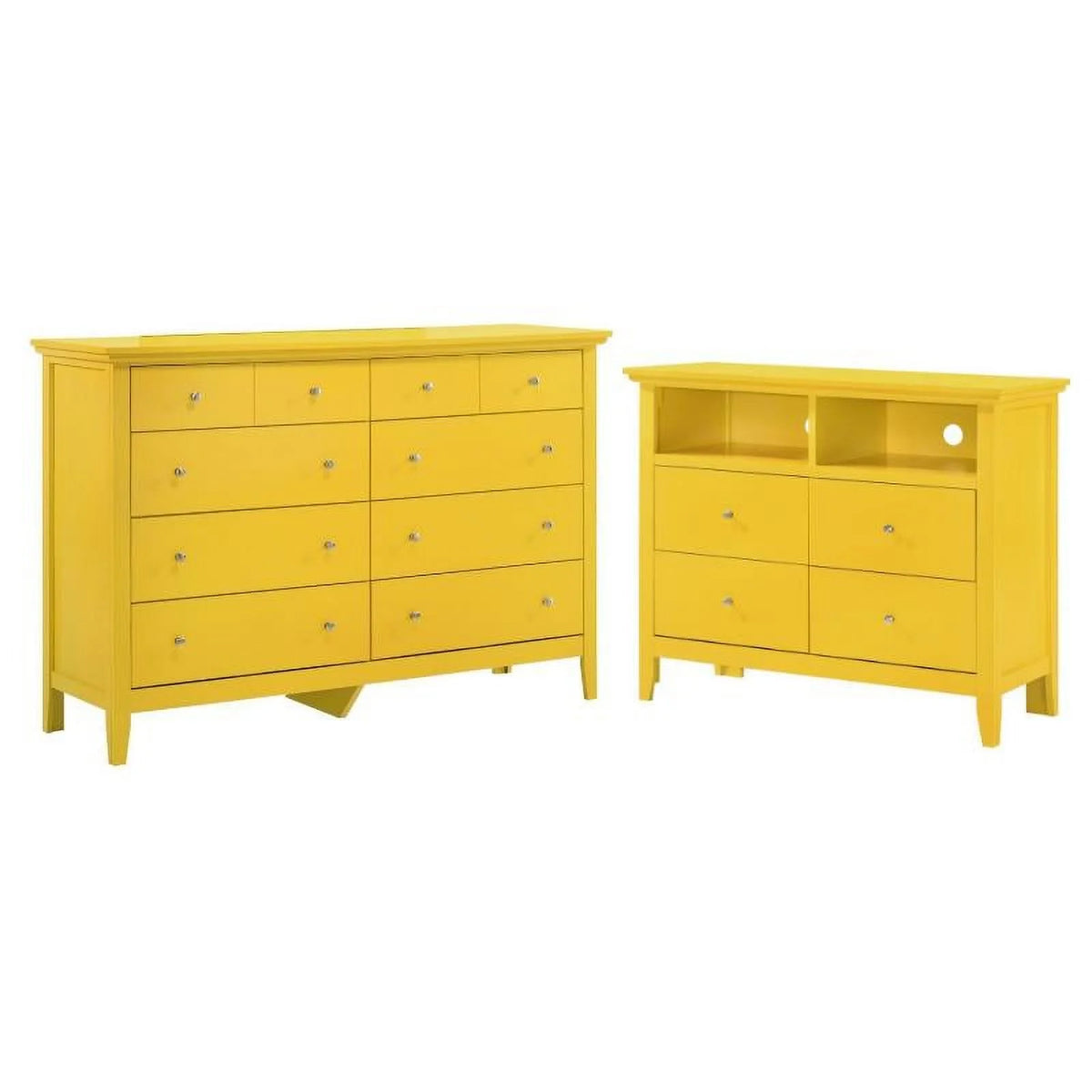 Yellow 2-Piece 8-Drawer Dresser and 4-Drawer TV Stand P46714