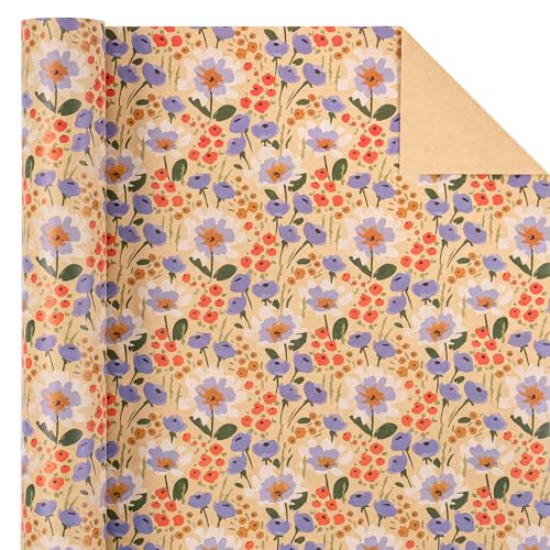 Kraft Floral Wrapping Paper Roll M2476