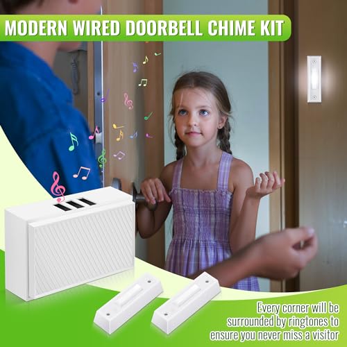 Wired Doorbell Chime Kit with 2 Lighted Push Buttons F148518