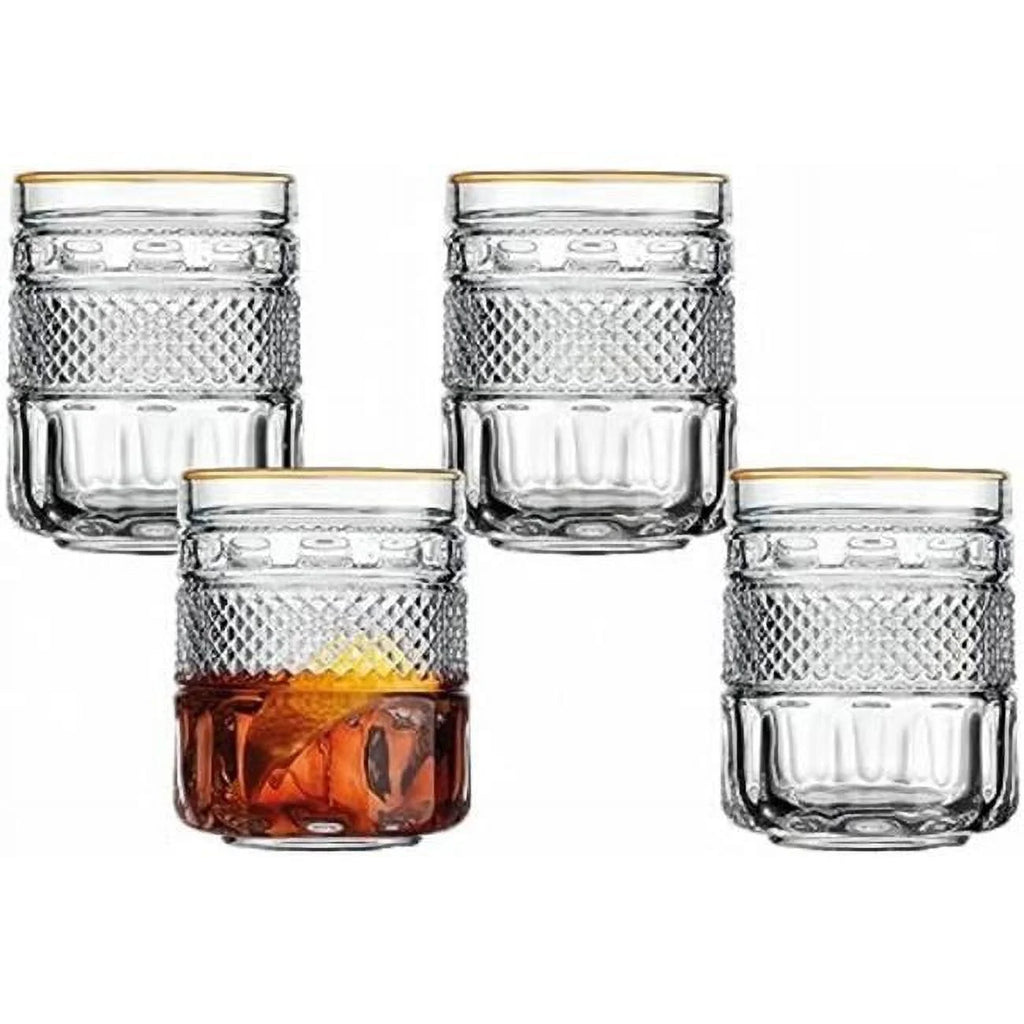 1 oz Gold Rim Beverage Glass Cup Set of 4 E282