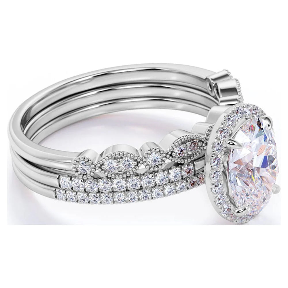 2 Carat Moissanite Wedding Trio Ring Set W952
