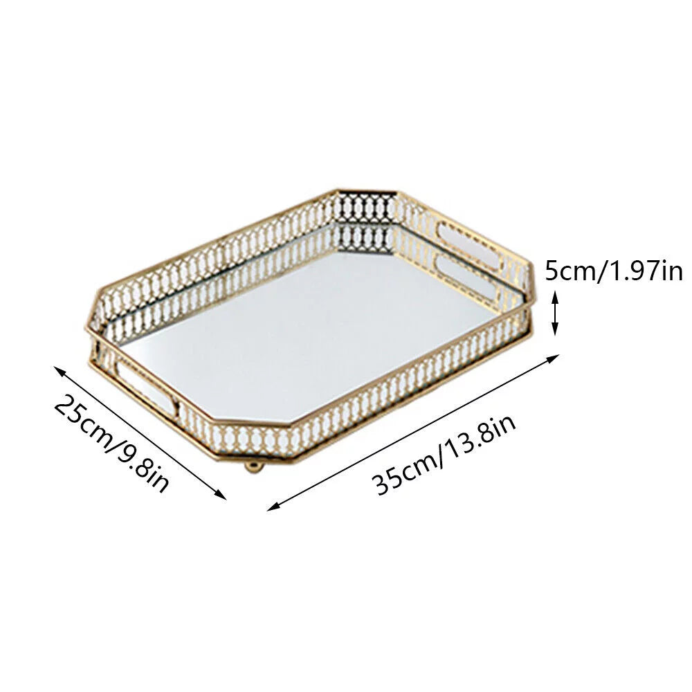 Vintage Glass Metal Vanity Tray Y630613