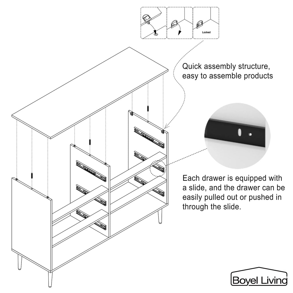 6 Drawer MDF Wood Dresser B6279