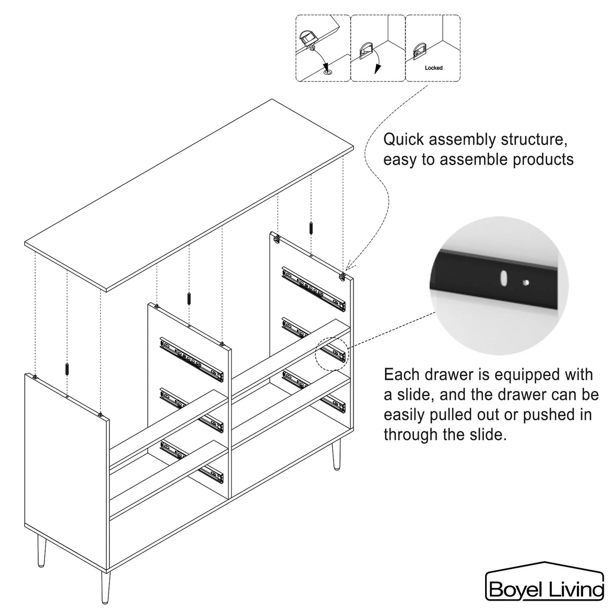 6 Drawer MDF Wood Dresser B6279