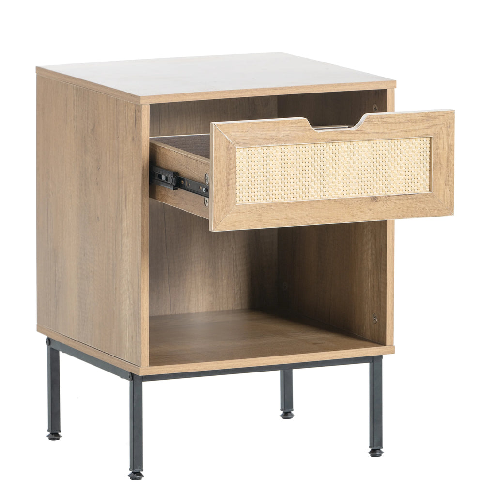 Natural Rattan Nightstand with Metal Legs P90791