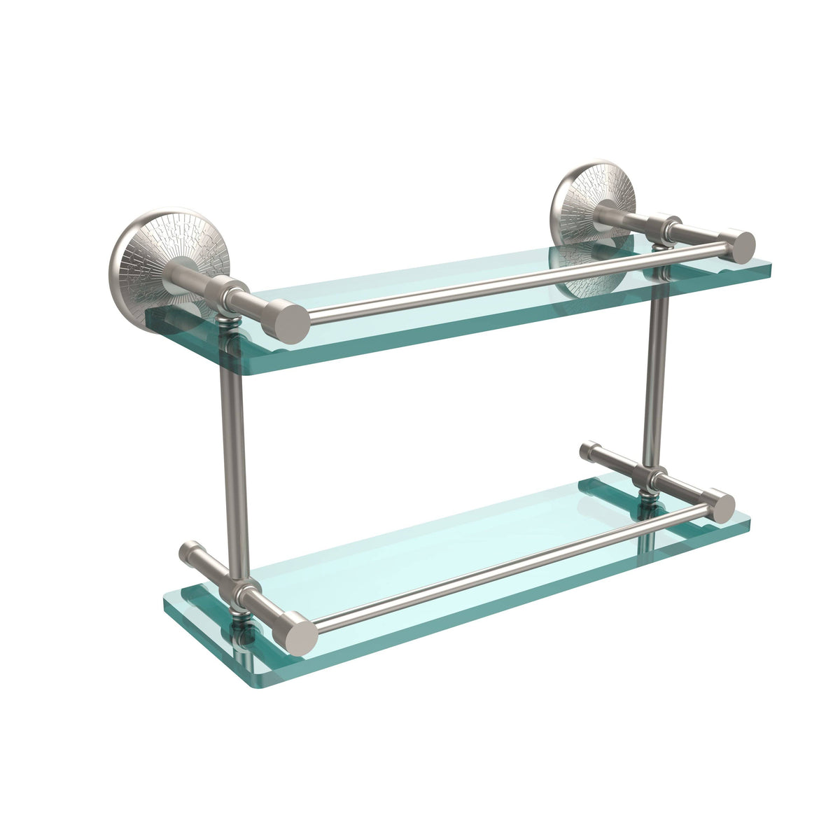 16-inch Double Glass Shelf with Gallery Rail G2324