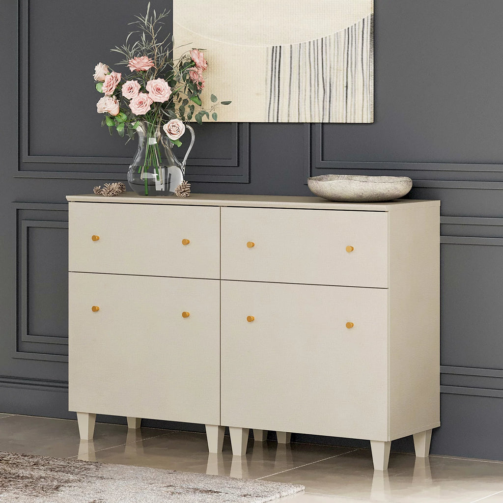 Beige Storage Cabinet with Drawer and Door W9158