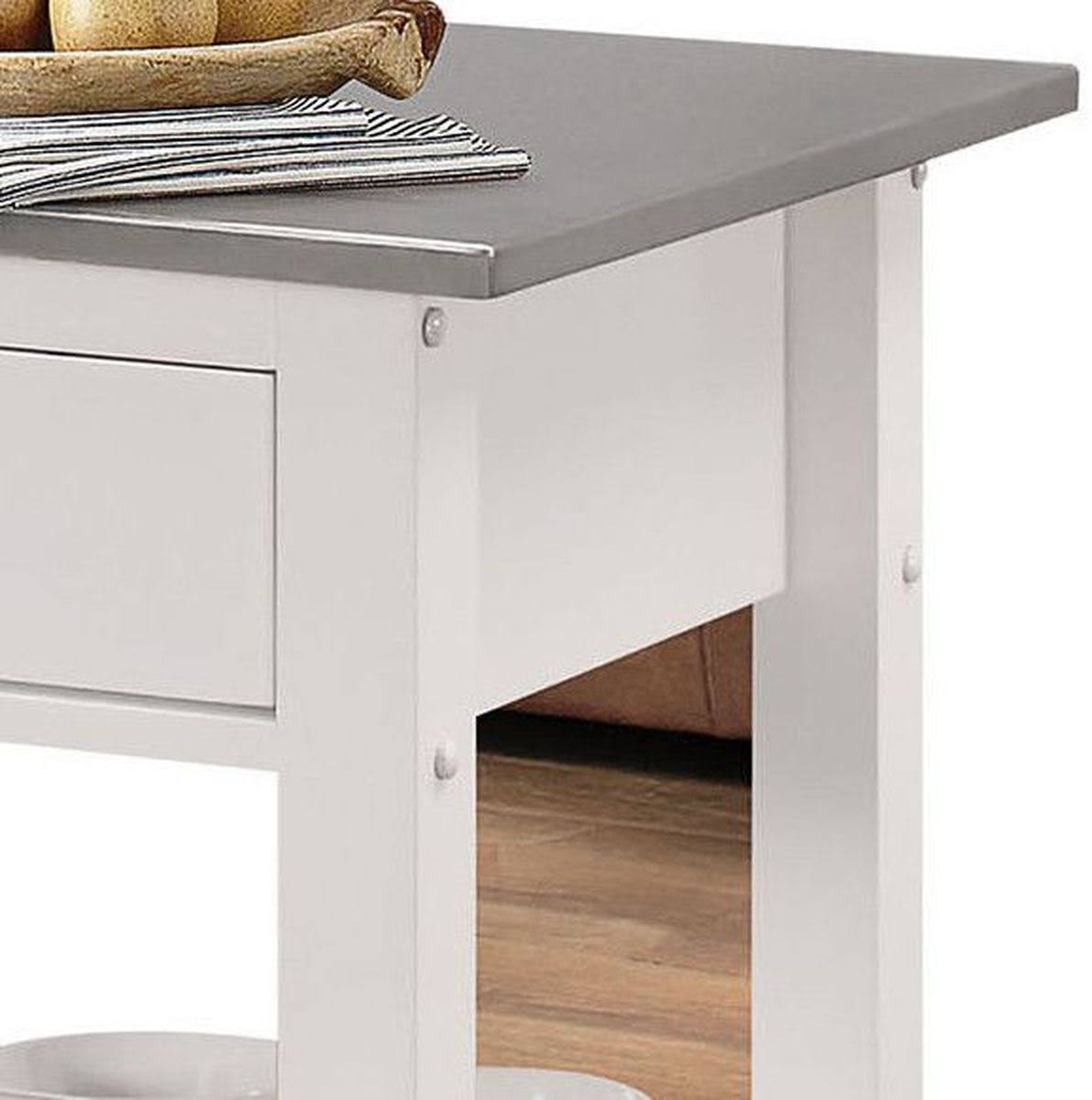 Stainless Steel & White Kitchen Cart K9655