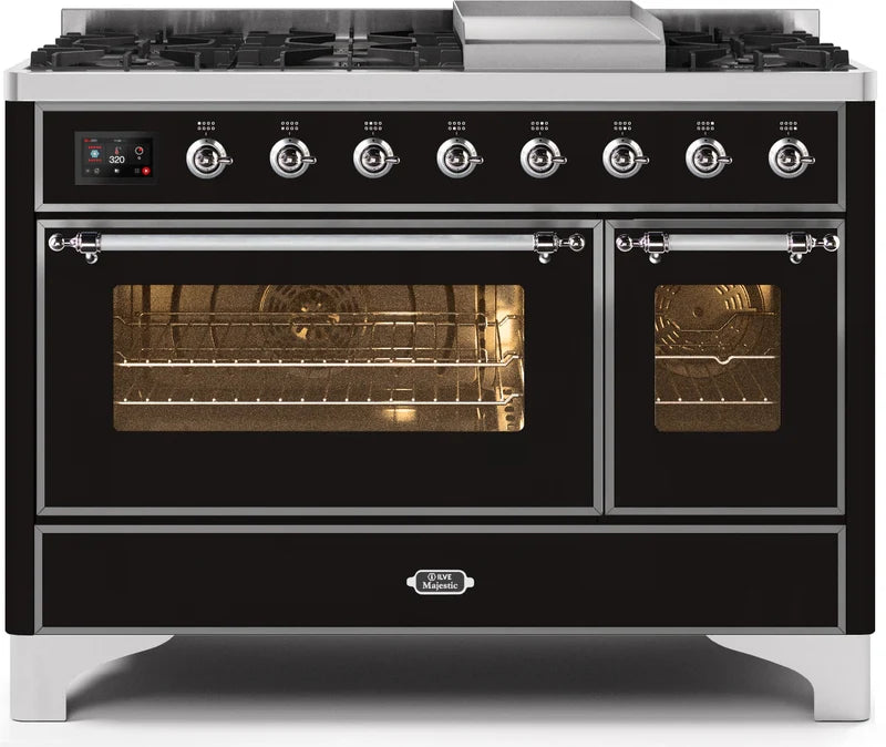 48 Dual Fuel Propane Gas Range Glossy Black Chrome Trim Z6525