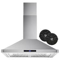 30 in. Stainless Steel Ductless Wall Mount Range Hood with Carbon Filter Kit M327897