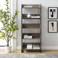 Gray Wash Wood and Metal 5-Shelf Bookcase L11232