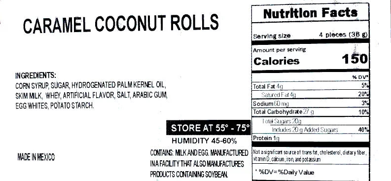 Coconut Caramel Swirl Rolls 3 Pounds O404