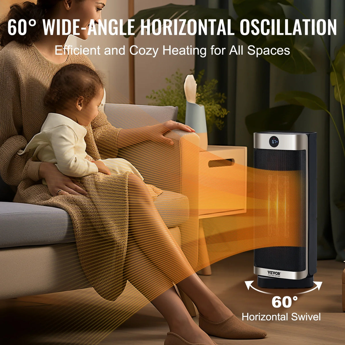 1500W Electric Fan Forced Portable Space Heater 16 in with Thermostat A4407