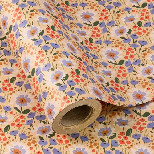 Kraft Floral Wrapping Paper Roll M2476