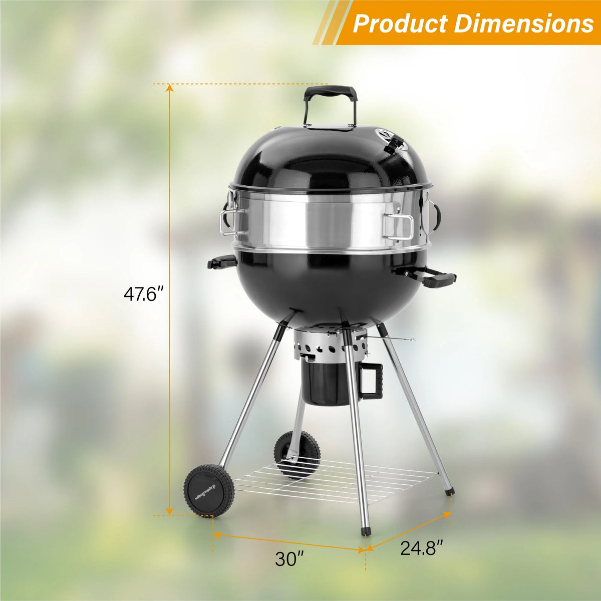 Portable 22" Charcoal BBQ Grill with Rotisserie Ring Q80426