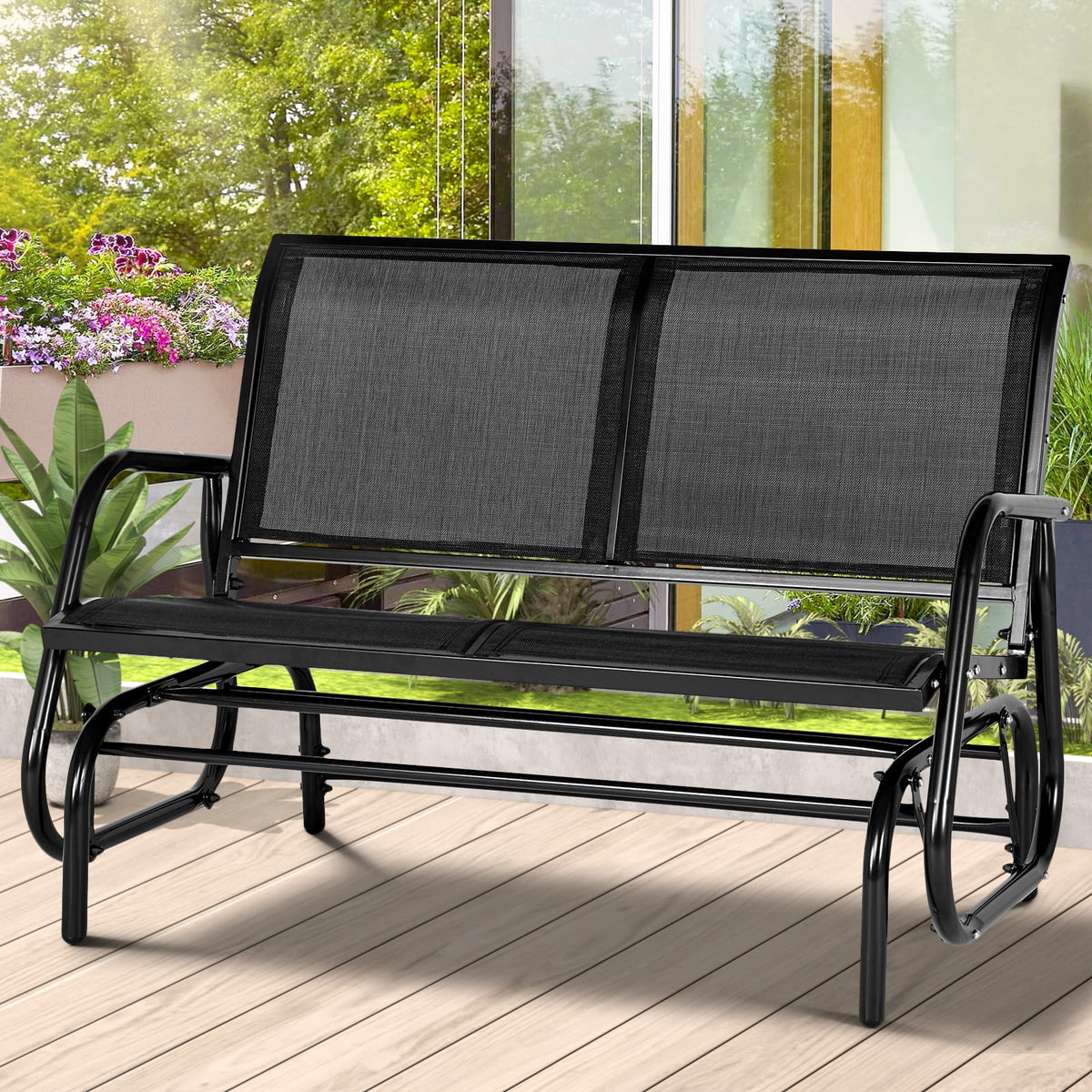 2-Person Outdoor Glider Bench Black H66764
