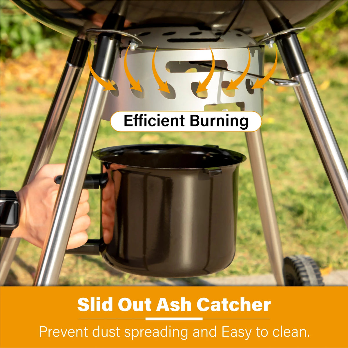 Portable 22" Charcoal BBQ Grill with Rotisserie Ring Q80426