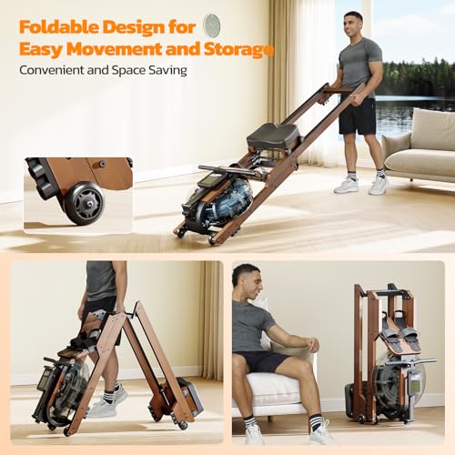 Foldable Water Rowing Machine 350 LBS with LCD Monitor R964659