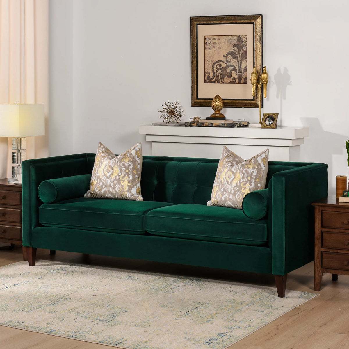 84" Tufted Tuxedo Sofa Double Cushion G941
