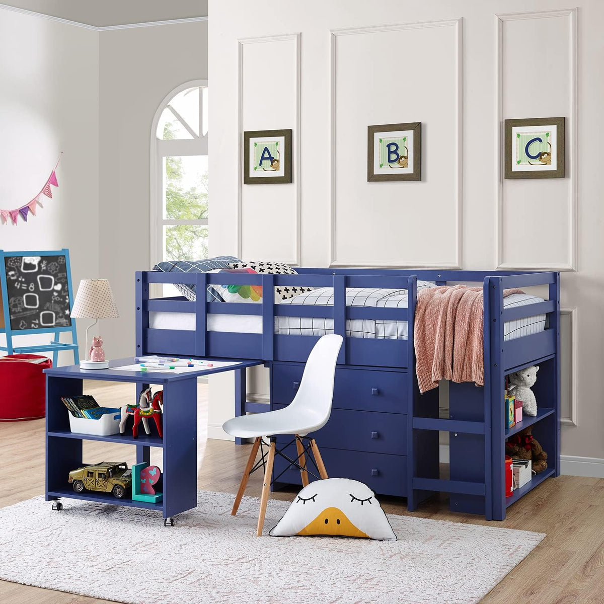 Twin Size Espresso Loft Bed with Desk and Storage R237666