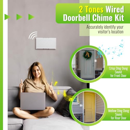 Wired Doorbell Chime Kit with 2 Lighted Push Buttons F148518