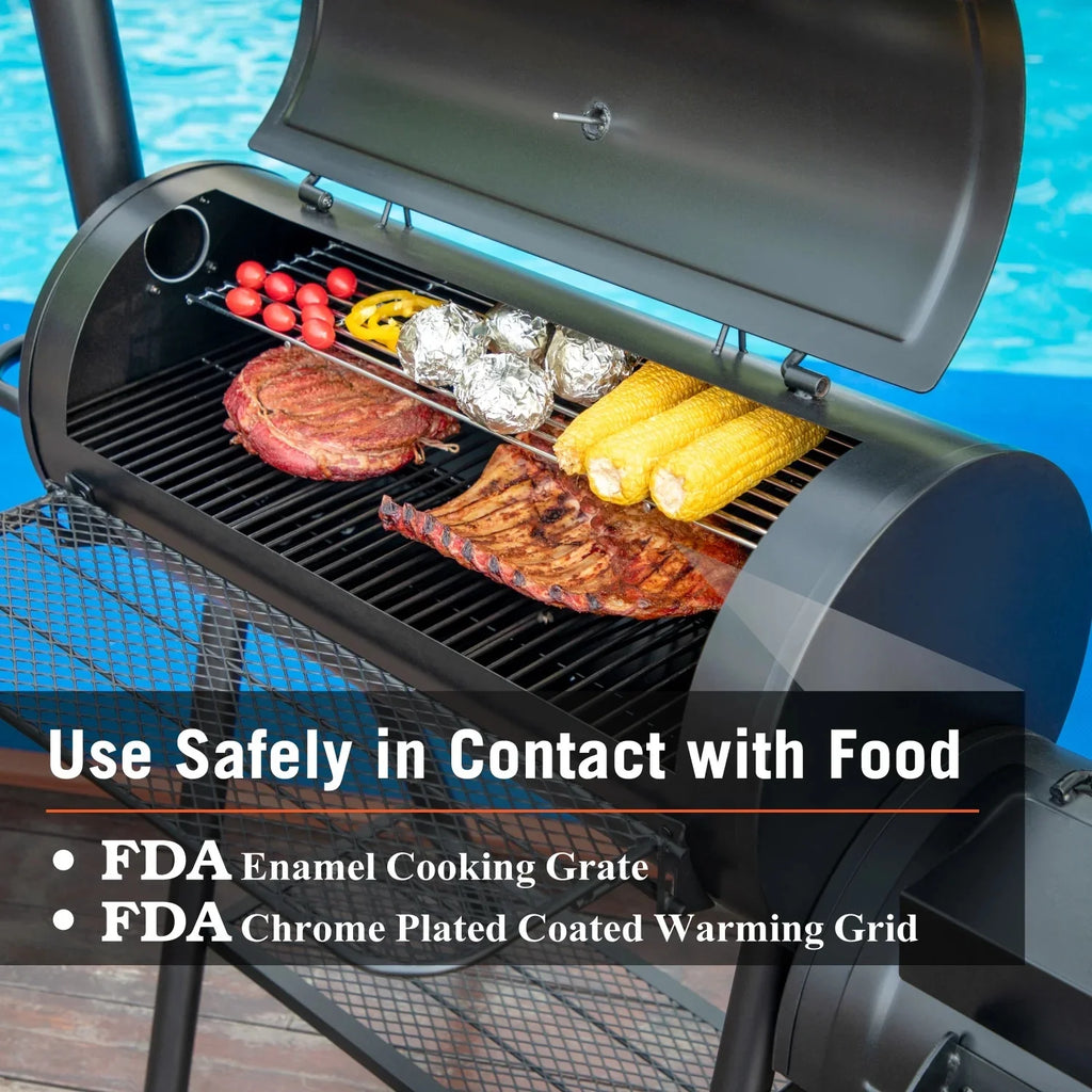 Charcoal Grill with Offset Smoker Black X704