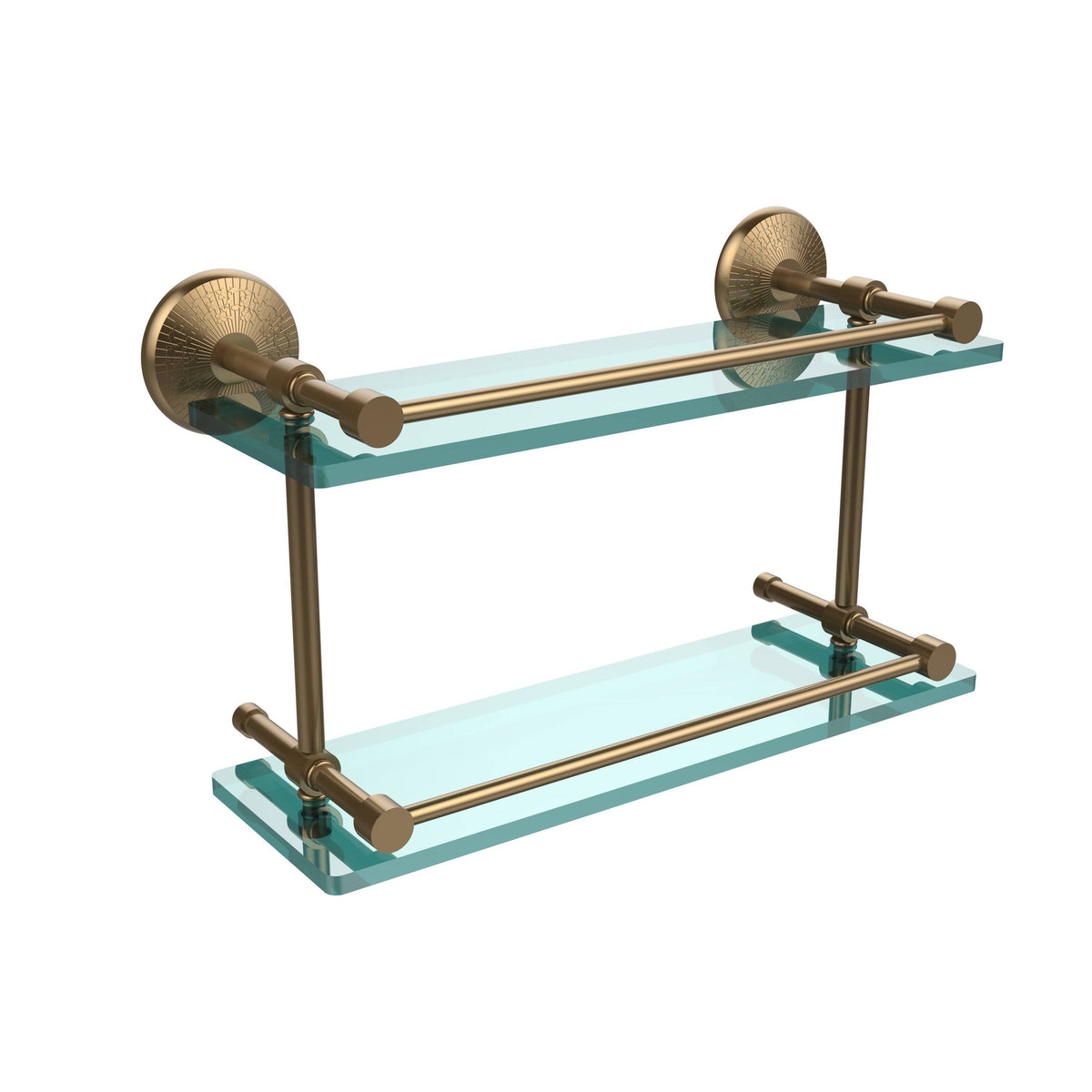 16-inch Double Glass Shelf with Gallery Rail G2324