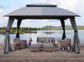 10x13 Dark Gray Patio Gazebo with Netting F764