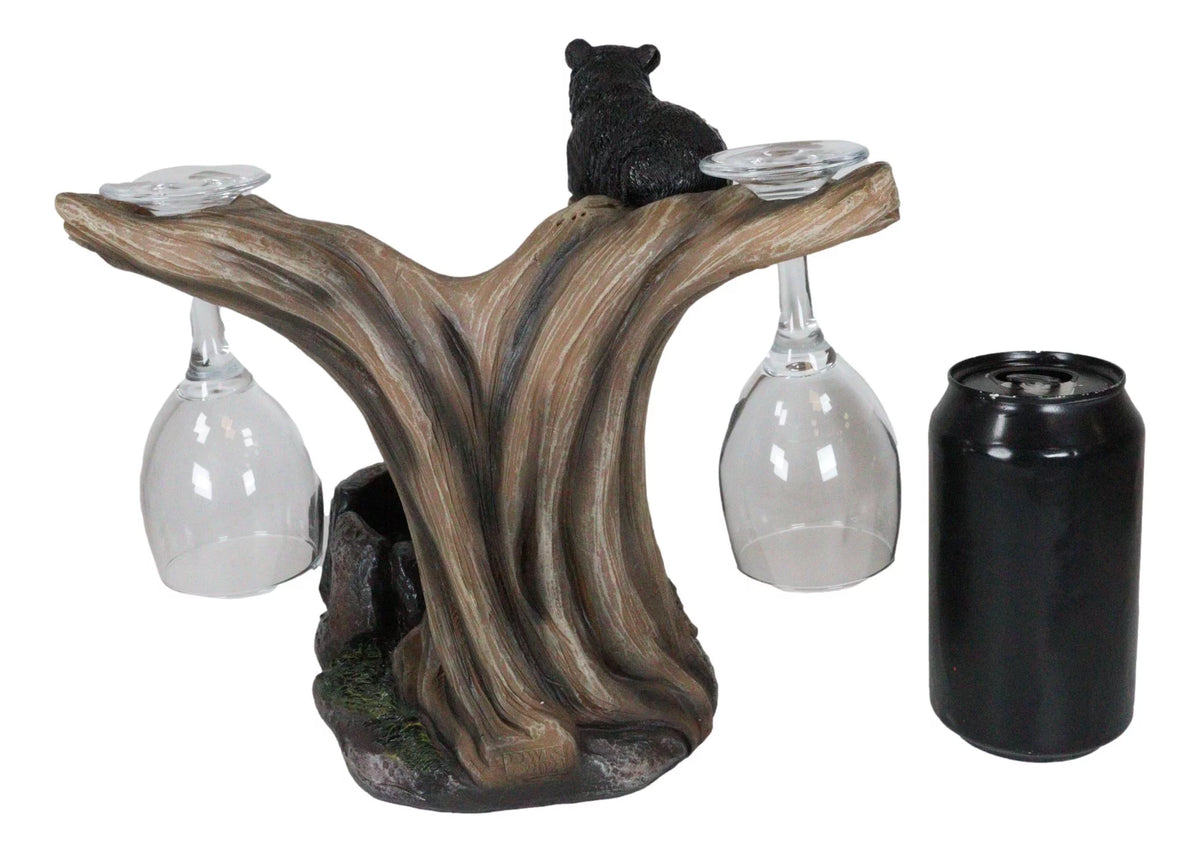 Black Bear Wine Glasses and Bottle Holder Figurine A125783