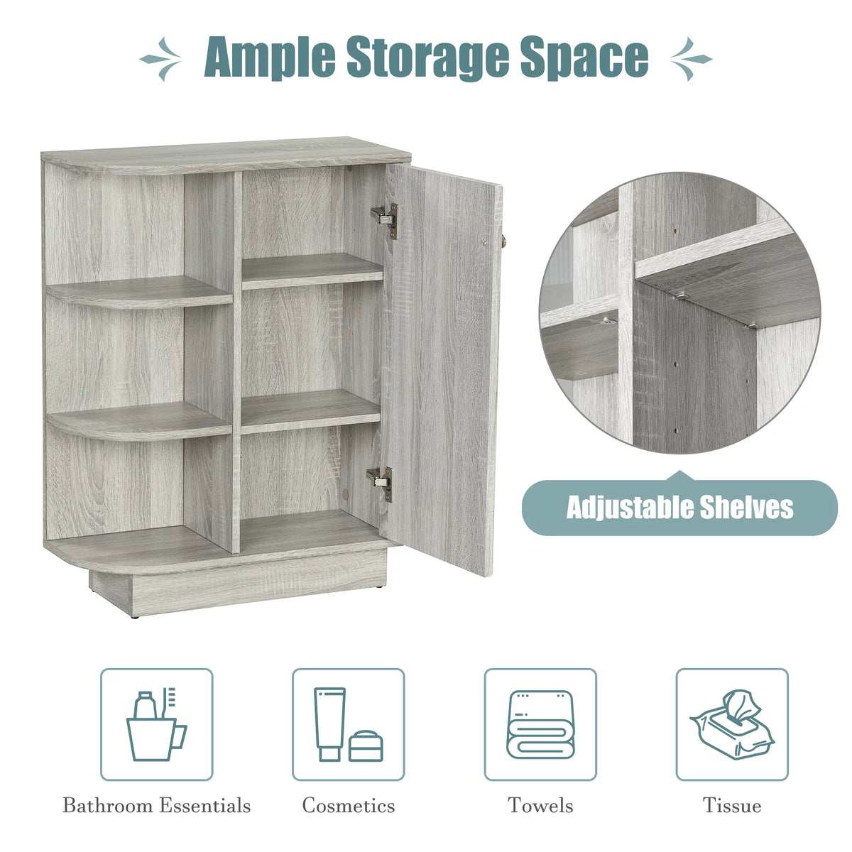 Oak Open Style Shelf Cabinet with Adjustable Plates F624