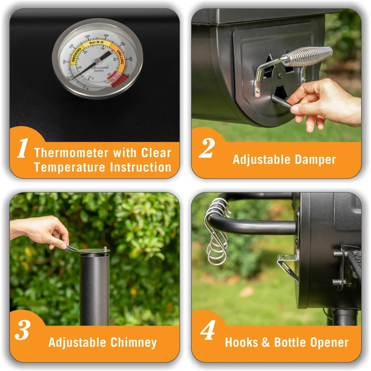 Charcoal Grill with Offset Smoker Black X704