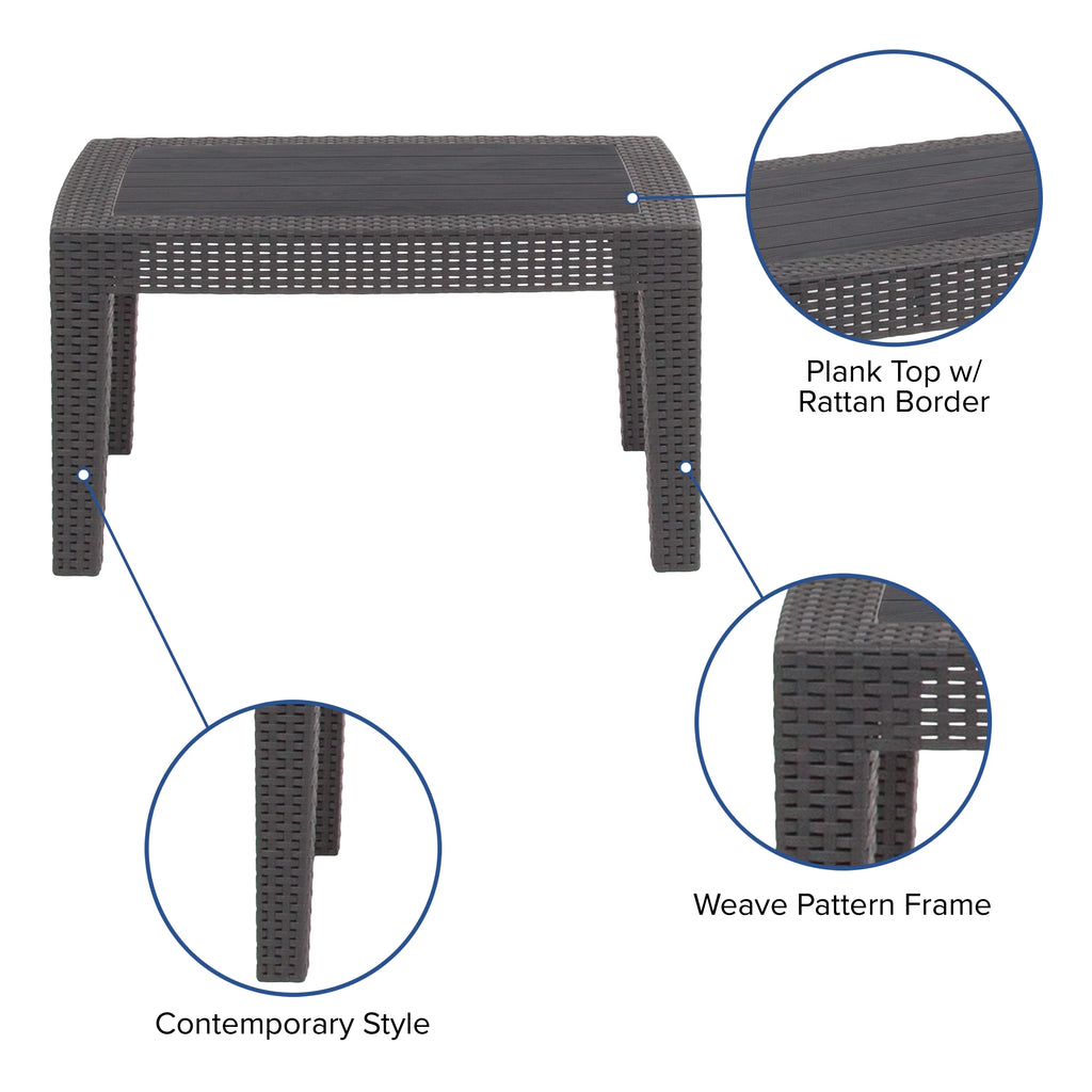 Dark Gray Faux Rattan Coffee Table S117320
