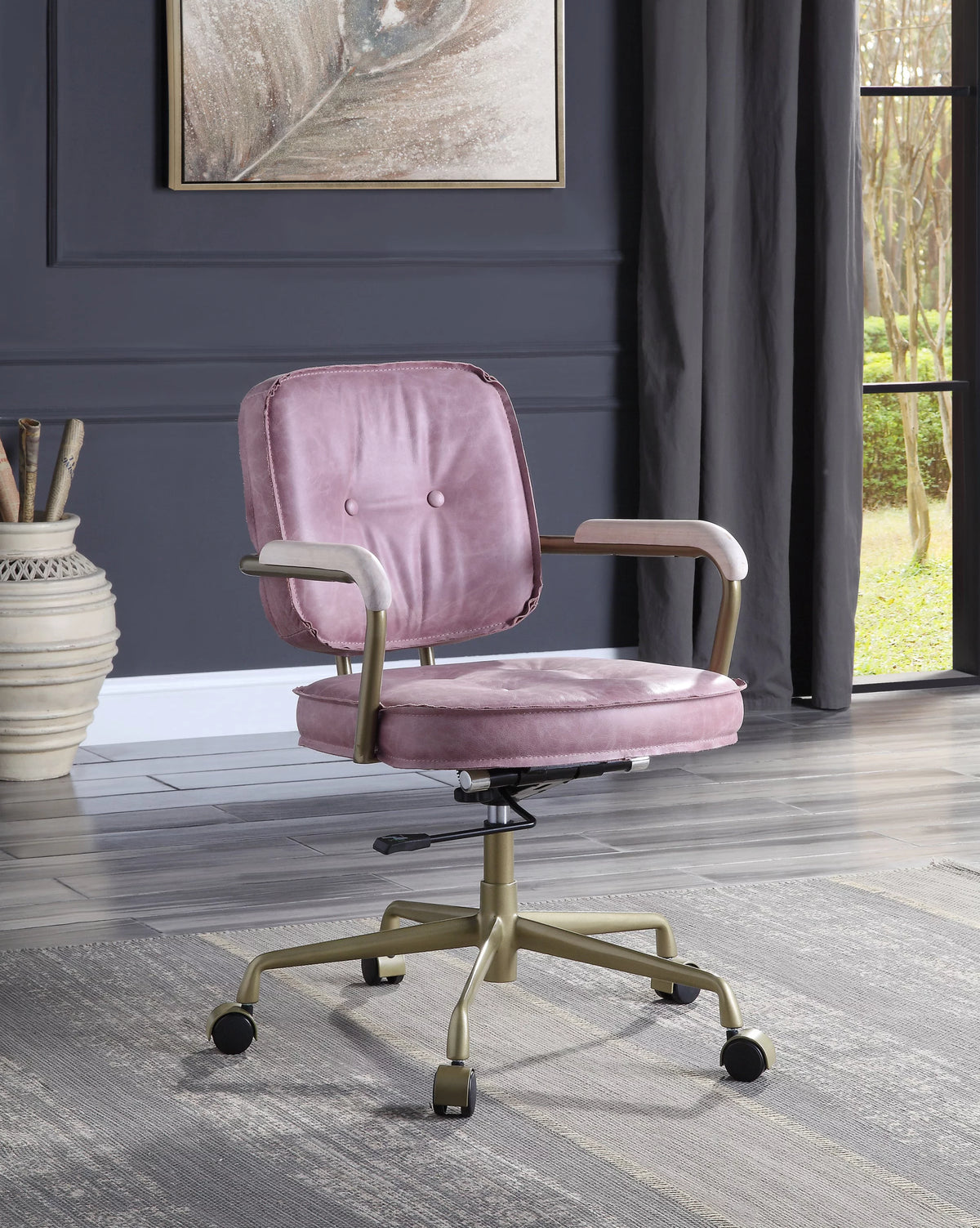 Pink Leather Office Chair U923868