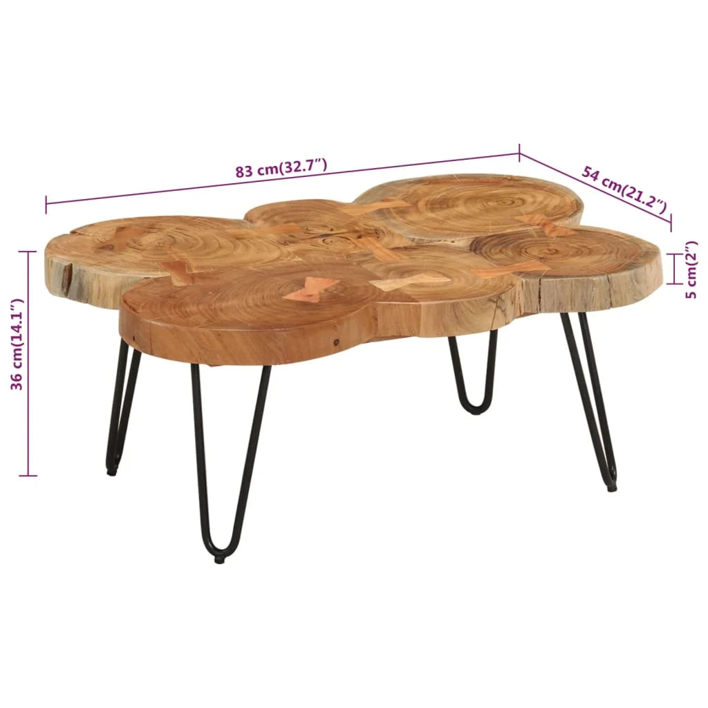 14.2" 6 Trunks Solid Wood Acacia Coffee Table J252772