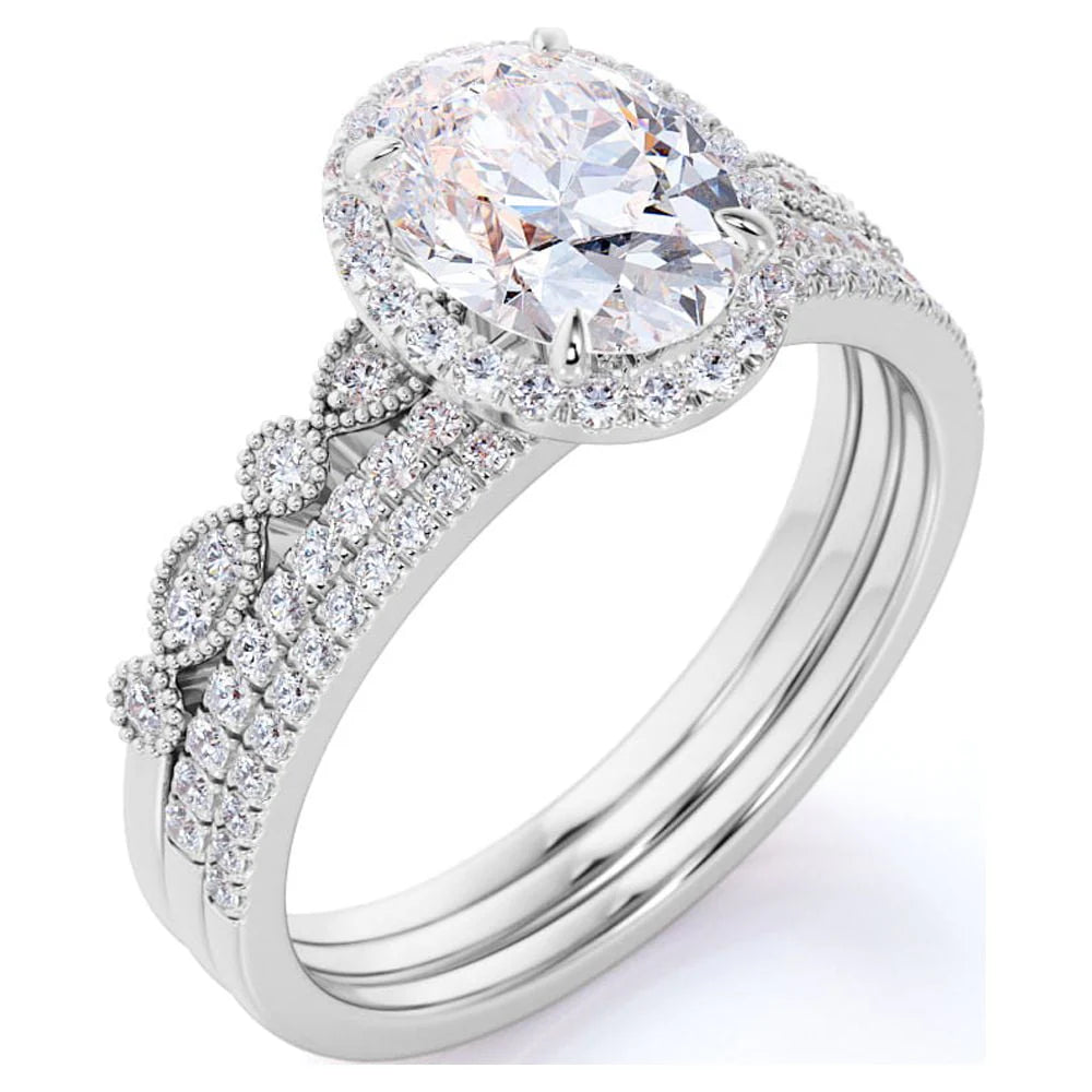 2 Carat Moissanite Wedding Trio Ring Set W952