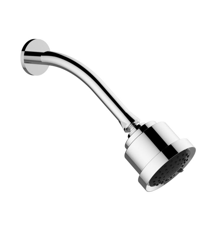 Cylindrical Shower Head with Arm and Round Flange in Matte Orobrass H4749
