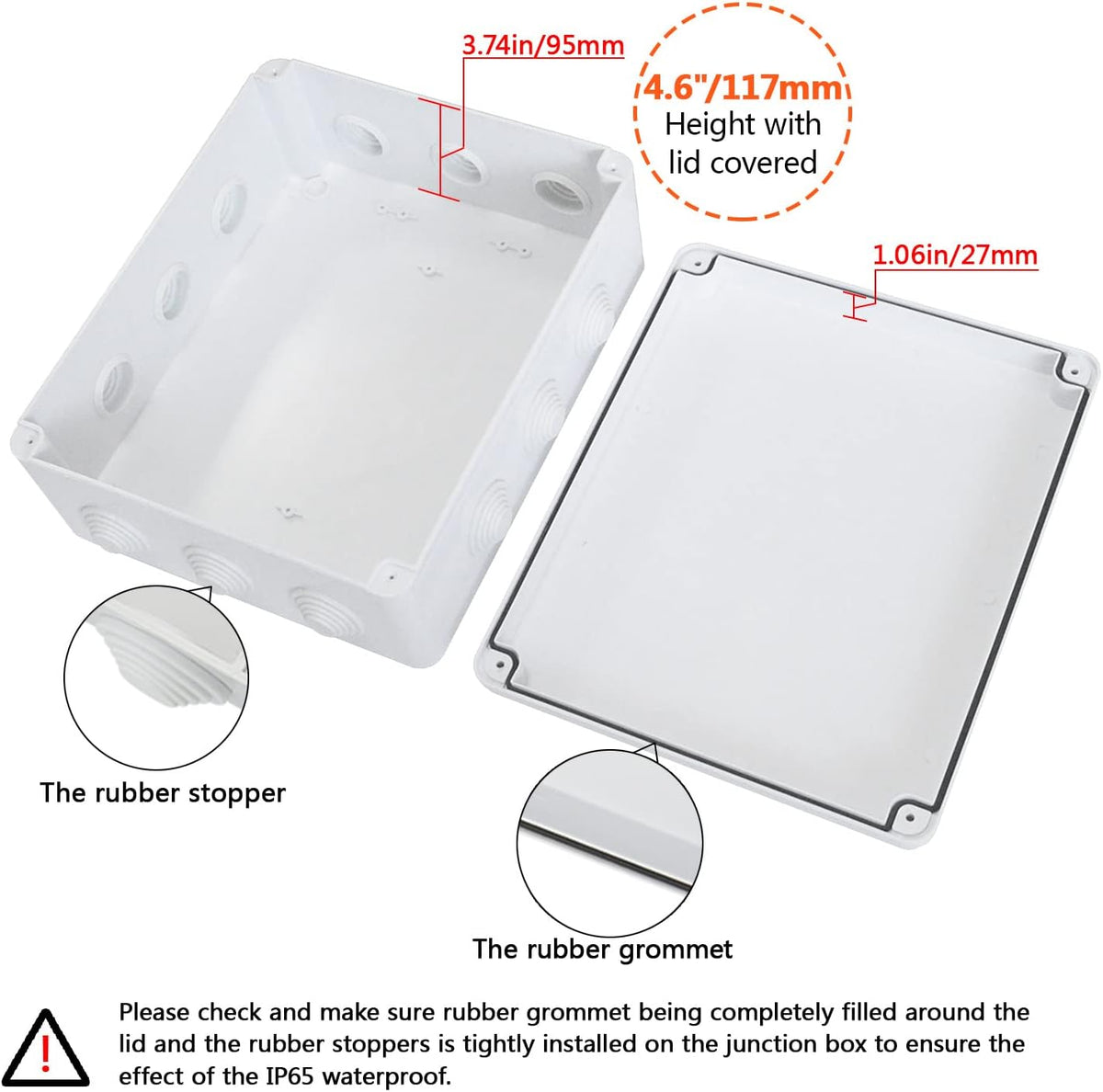 White ABS Plastic IP65 Junction Box 11.8 x 9.8 x 4.7 inch Pack of 2 G205